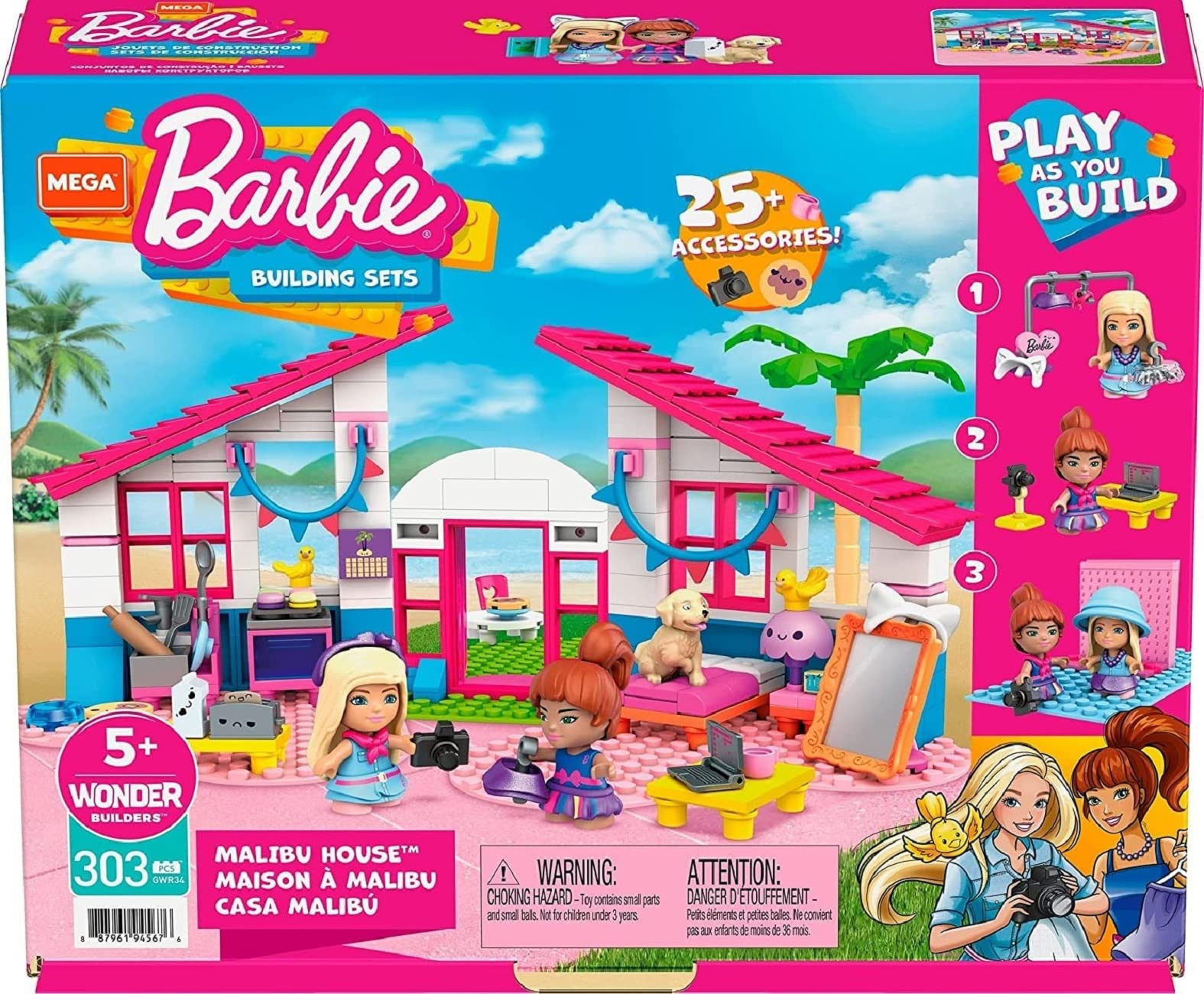 Barbie ​​MEGA Barbie Malibu House Building Set with 303 bricks and special piece