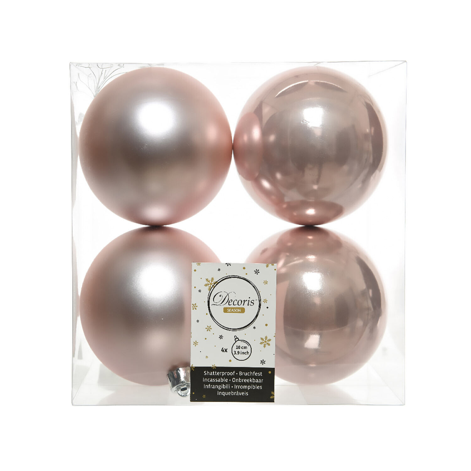 Box 4 Sfere Diametro 10cm. Blush Pink KAEMINGK . - X36057 GIODICART