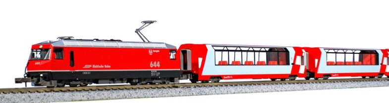 KATO Scala N 10-1816 Loco Ge 474 e 2 carrozze RhB Glacier Express Nuovo OVP