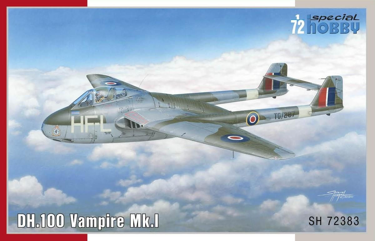 "SPECIALE HOBBY 72383 MODELLO DH.100 VAMPIRE MK.I ""RAF, RAAF AND AIR ARMY"