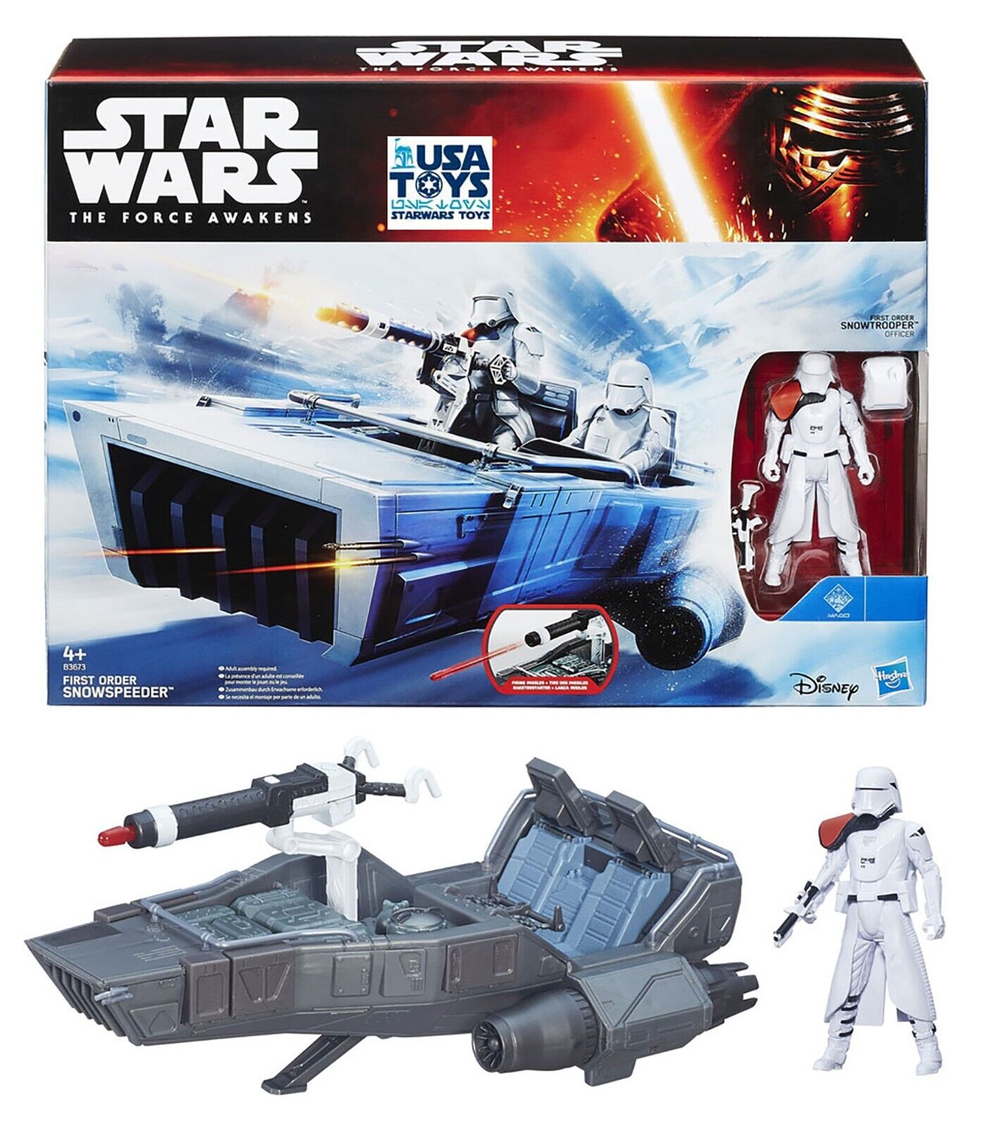 Star Wars Hasbro First Order Snowspeeder Snowtrooper 3" 3/4 Vehicle B3673 Figure