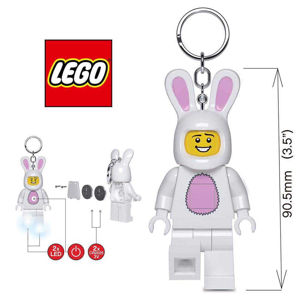 LEGO CLASSIC PERSONAGGIO BUNNY CONIGLIO BIANCO PORTACHIAVI TORCIA CON LUCE LED A