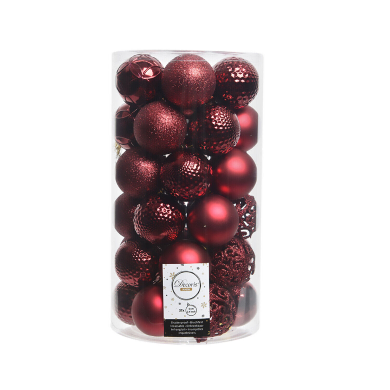 Set 37 Sfere Natalizie Oxblood Diametro 6 cm KAEMINGK . - X20668 GIODICART