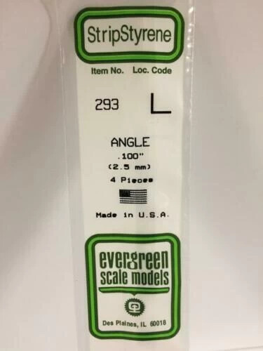 Evergreen Scale Models N.293 Polystyrene Angle 2.5mm (4pcs)