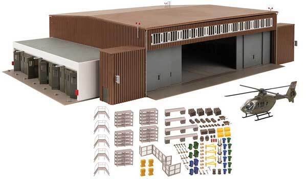 Faller 144111 Ho Scala Hangar Con Elicottero Kit - Principale Hangar: 21-9/16 x