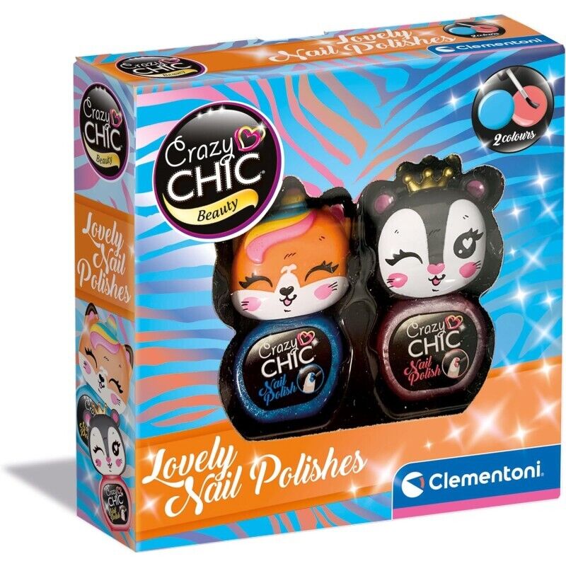Clementoni - Crazy Chic-Lovely Nail Polishes: Pantera E Volpe-Kit 2 Colorati, Sm