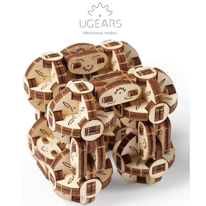 UGEARS CUBO FLESSIBILE MECCANICO KIT DI MONTAGGIO 3D IN LEGNO CON MECCANISMI FUN