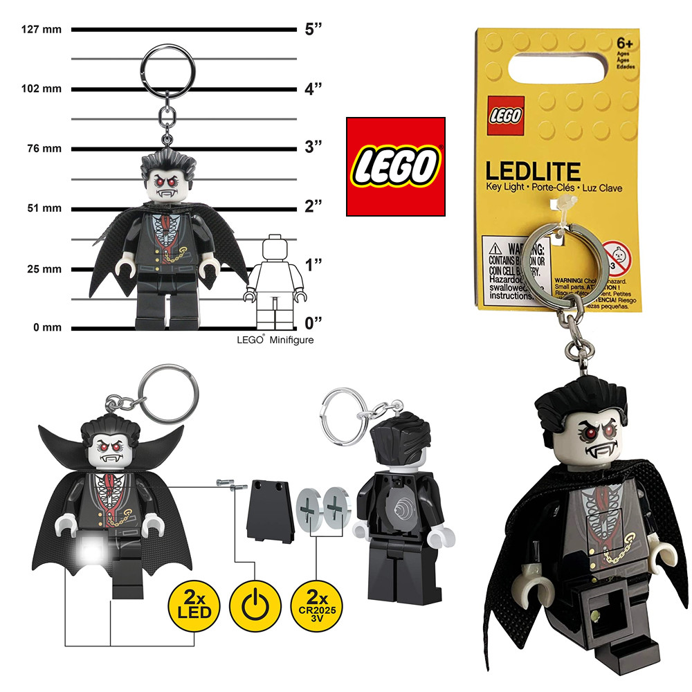 LEGO CLASSIC PERSONAGGIO VAMPIRO PORTACHIAVI TORCIA CON LUCE LED ALTEZZA 76 MM