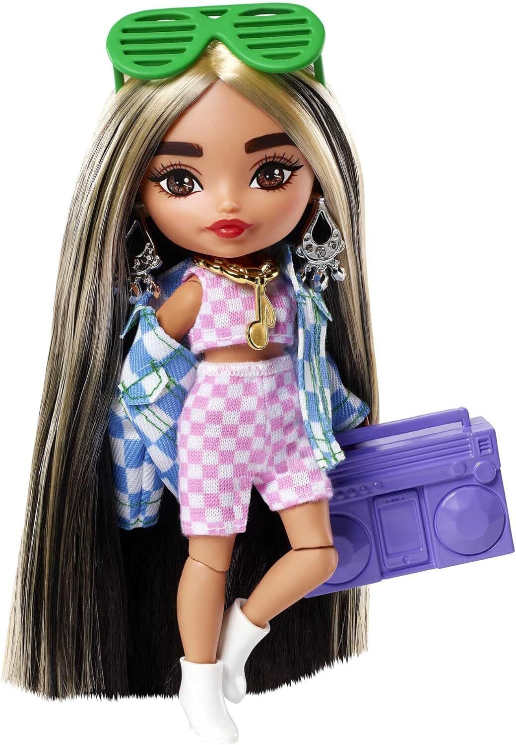 Barbie - Extra Minis Mini Bambola Articolata con Giacca a Quadri e Morbidi Capel