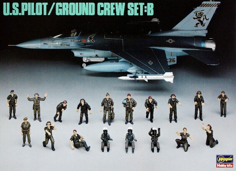 1:48 Hasegawa U.S. Pilot Ground Crew B Ha36005 Kit HASX48-5 Modellino