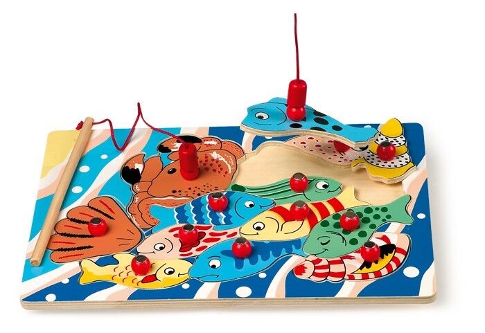 Puzzle, pesca magnetica, con due canne e calamite per pescare pesci, cm 29x21