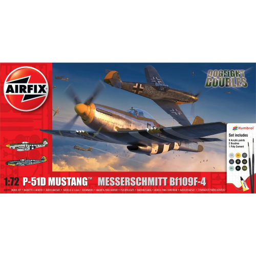P-51D MUSTANG vs Bf109F-4 DOGFIGHT DOUBLE KIT 1:72 Airfix Kit Aerei Modellino