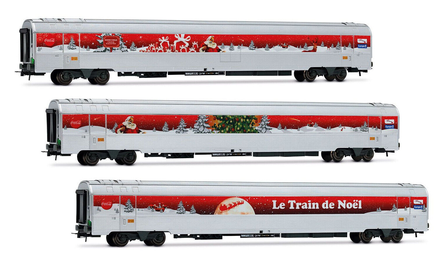 JOUEF HJ4200 Set 3 carrozze Mistral 69 SNCF livrea Train de Noel  Coca-Cola 2010