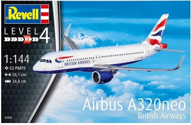 REVELL 1:144 KIT AEREO  AIRBUS A320NEO BRITISH AIRWAYS LUNGHEZZA 26,1 cm   03840
