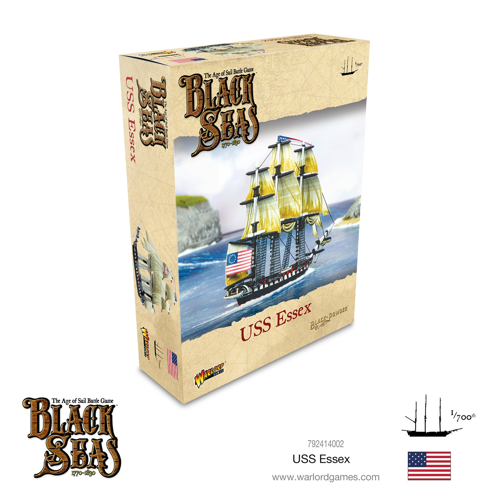 Warlord Black Seas The Age of Sail USS Essex for Black Seas Table Top Ship Comba