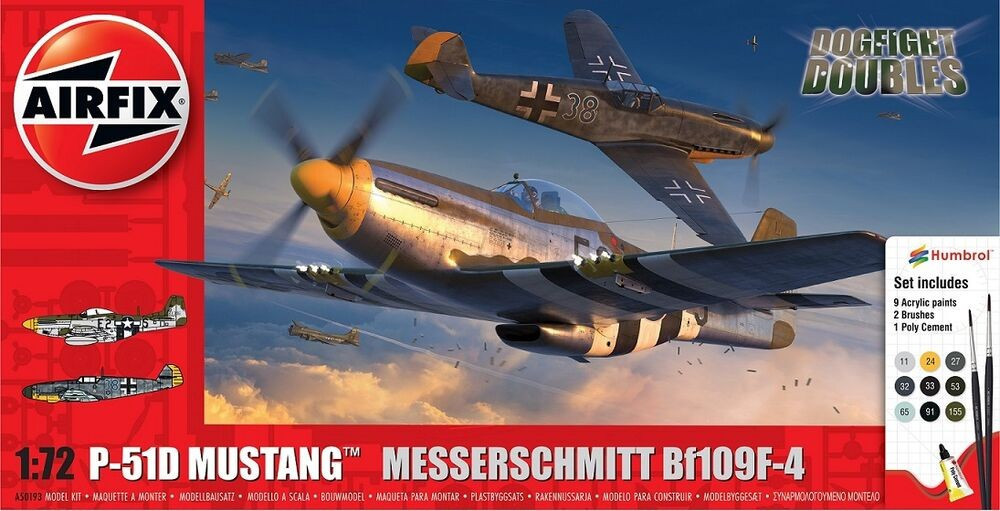 MODELLO AIRFIX A50193 P-51D MUSTANG VS BF109F-4 DOGFIGHT DOPPIO 1/72