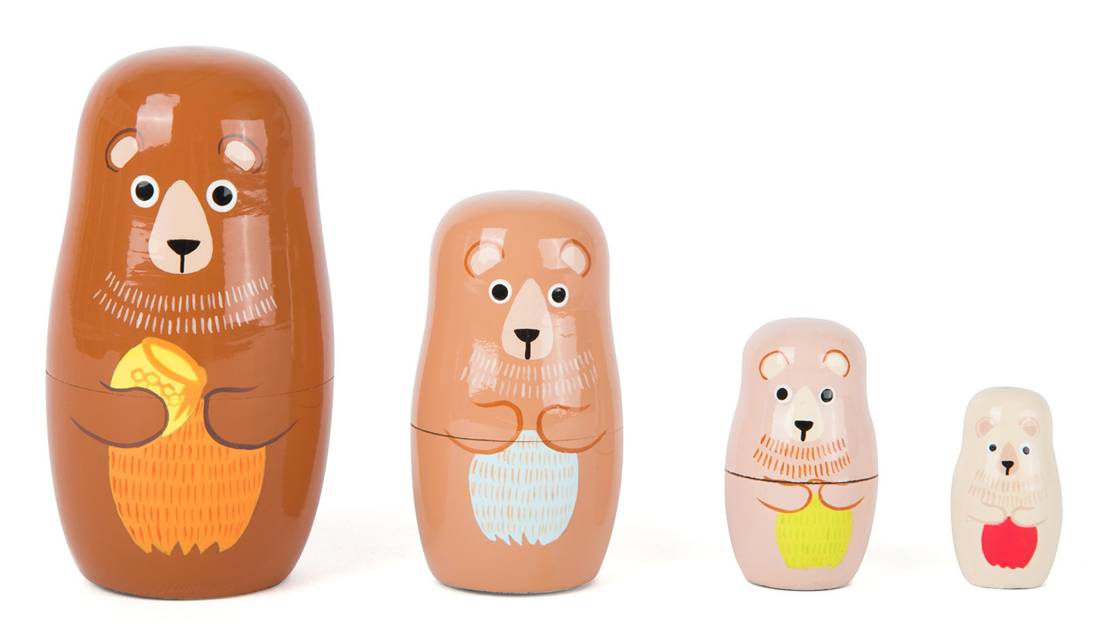 Small Foot 10621 Matrjoschka Bear Figures Made of Wood in Four Different Sizes a