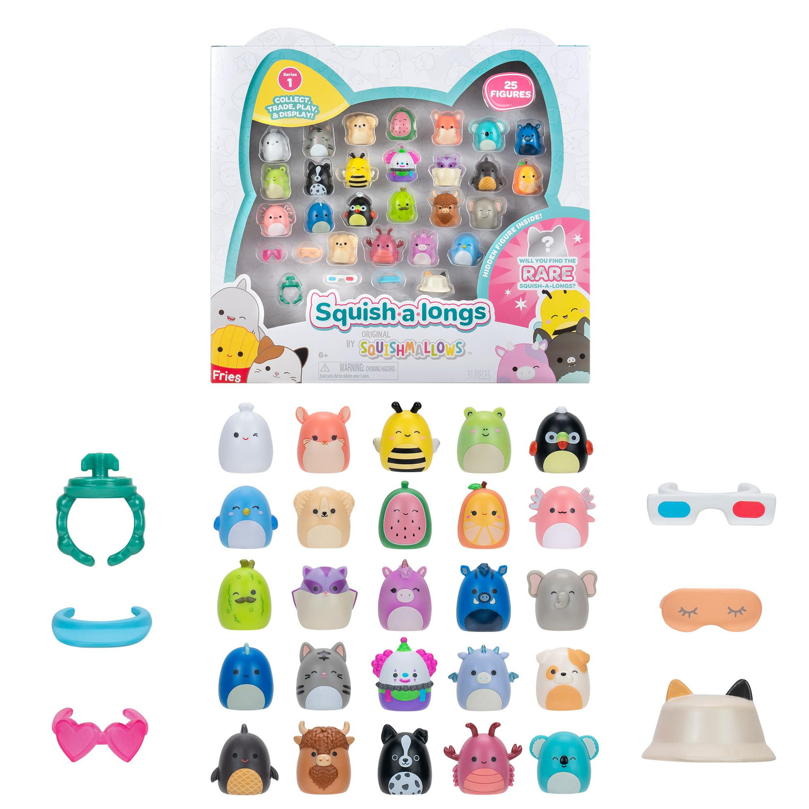 Squish-a-longs by Original Squishmallows 25 Pack - Series 1 - (25) 1” Mini-Squis