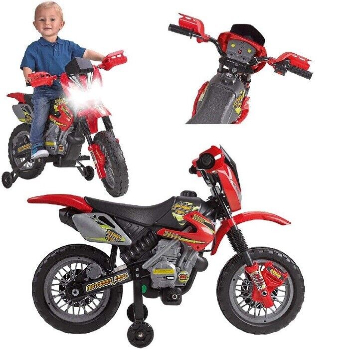 Feber Moto Elettrica Motorbike Cross 6 Volt per Bambino Luci e Suoni