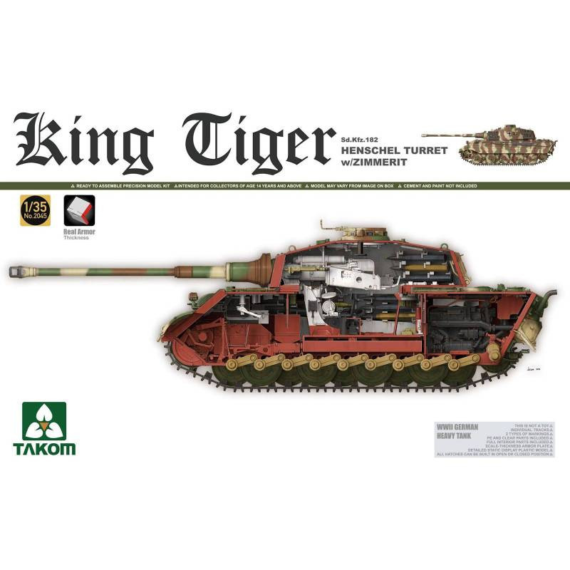 Modellino Char Tiger Sd.kfz.182 Henschel Torretta W/Zimmerit TAKOM 2045 1:3 5