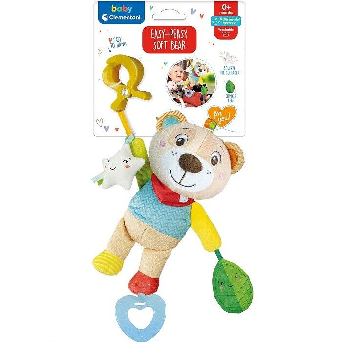 Clementoni Easy-Peasy Soft Bear Orsetto Morbido Peluche Sonaglino