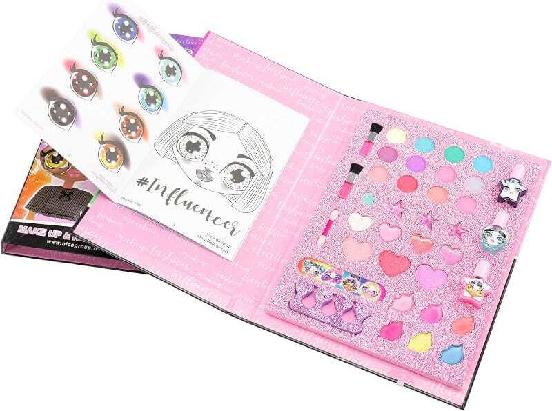 Influencer Libro Make Up e Smalti per Unghie, Kit di Trucchi per Bambine