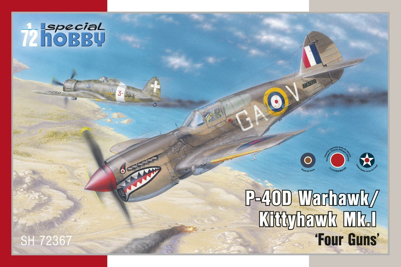 SPECIALE HOBBY 72367 MODELLO AEREO P-40D WARHAWK/KITTYHAWK MK.I ""QUATTRO PIS...
