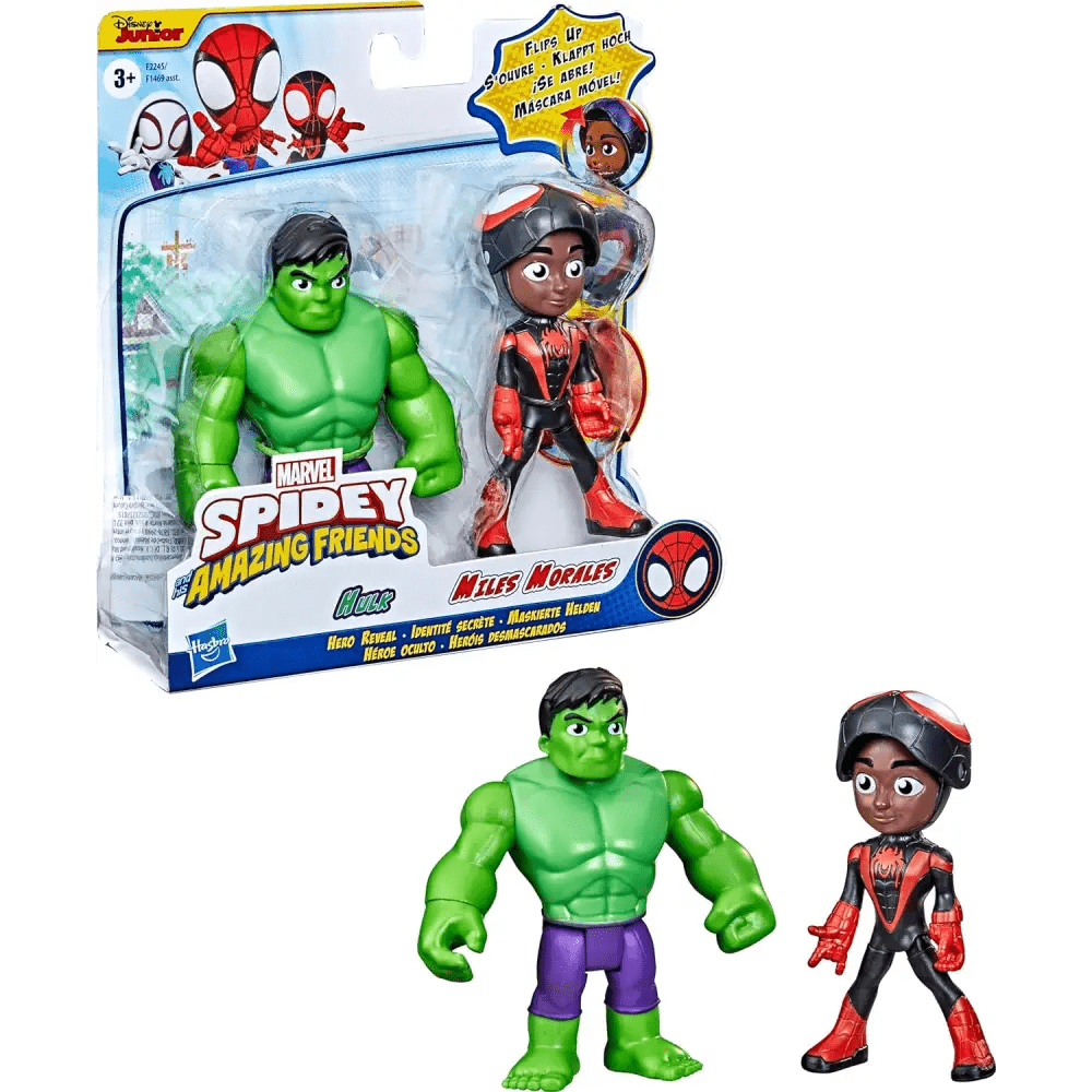 Hasbro Spidey and his Amazing Friends- SAF Hero Reveal Miles And Hulk