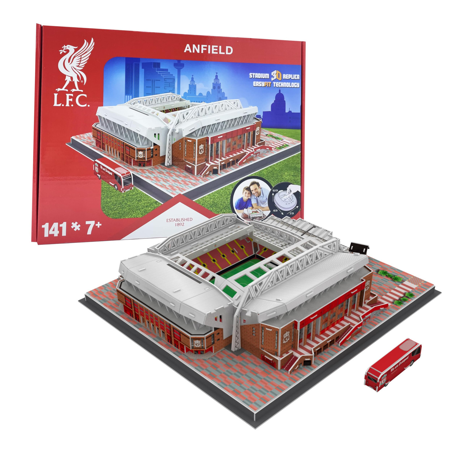 University Games U00882 Liverpool Football Club 3D Puzzle, Red, 40x30x11cm Compl