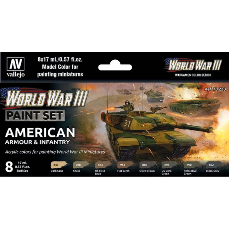 Set Di Wwiii American Armour & Fanteria VALLEJO 70220 8x17ml Maquett