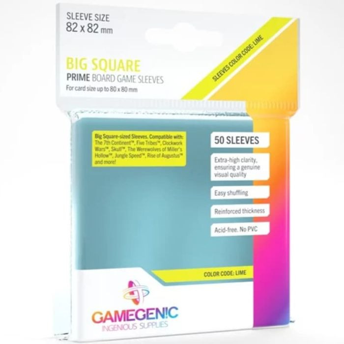 Bustine Gamegenic Prime Board Game Sleeves Big Square Lime 50 (82x82)