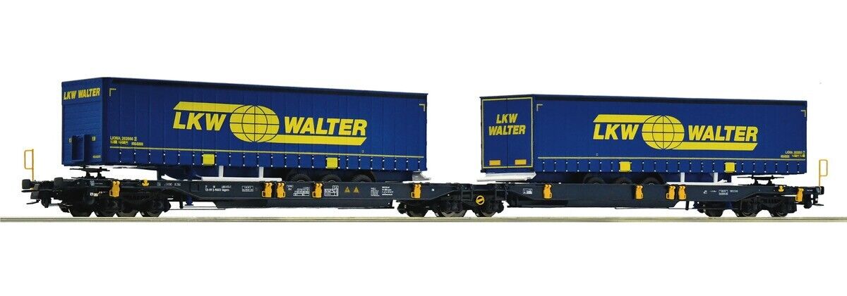ROCO	77363 CARRO A DOPPIA TASCA ARTICOLATO WASCOSA con 2 semirimorchi LKW WALTER