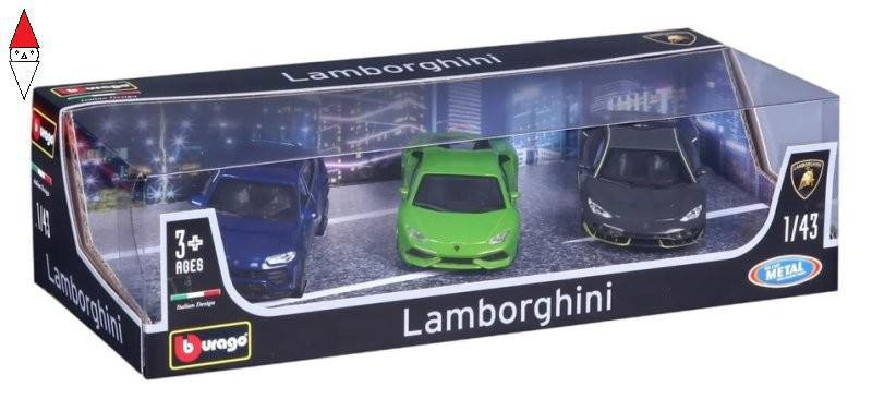 MODELLINO STATICO BBURAGO 1/43 LAMBORGHINI GIFT PACK 3 AUTO
