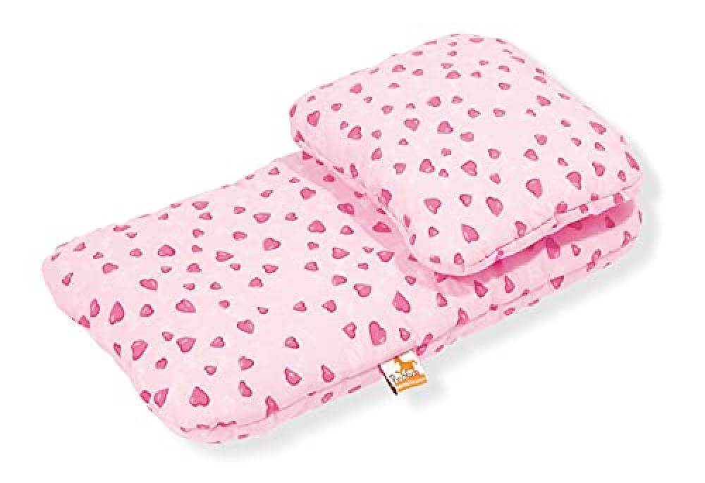 Bedding set for doll’s prams 'Herzchen', pink, 2 parts - NUOVO