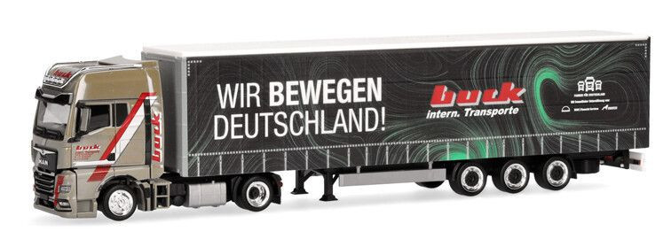 HERPA, MAN TGX GX 4x2 con rimorchio 3 assi BUCK, 1/87,  HER317818