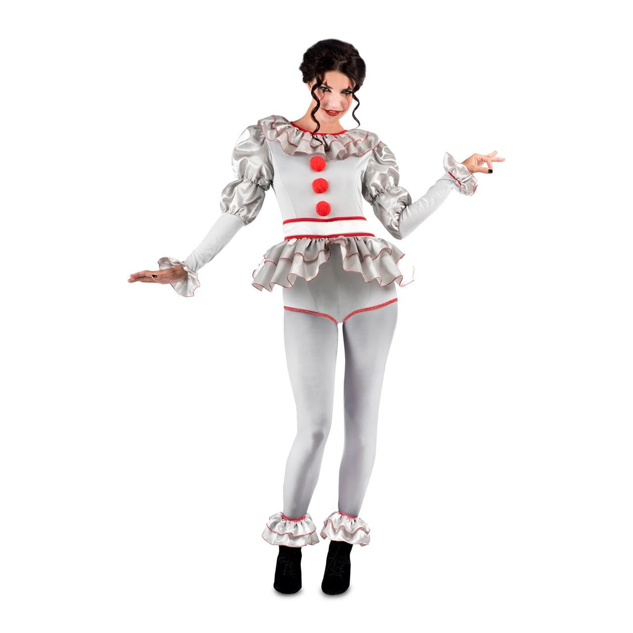 viving 225-159238 Disfraz Sinister Clown Costume Bodysuit Stockings and Anklets