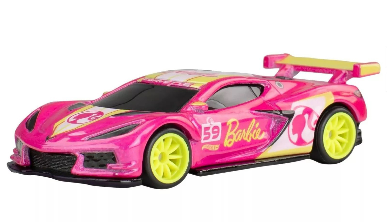 BARBIE 65th Anniversario Modello auto CORVETTE C8 R 1:64 8cm Hot Wheels HVJ51