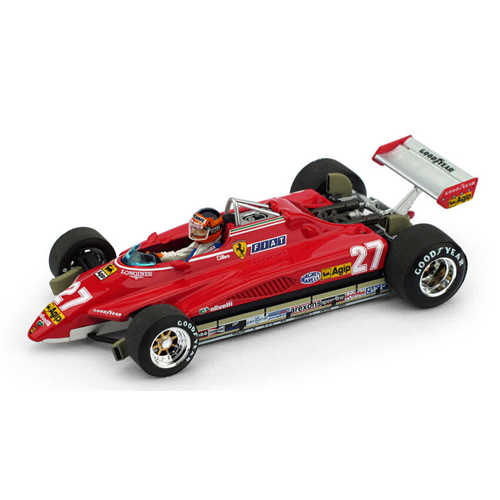 FERRARI 126 C2 G.VILLENEUVE 1982 N.27 BRAZIL GP + PILOTA 1:43 Brumm Formula 1