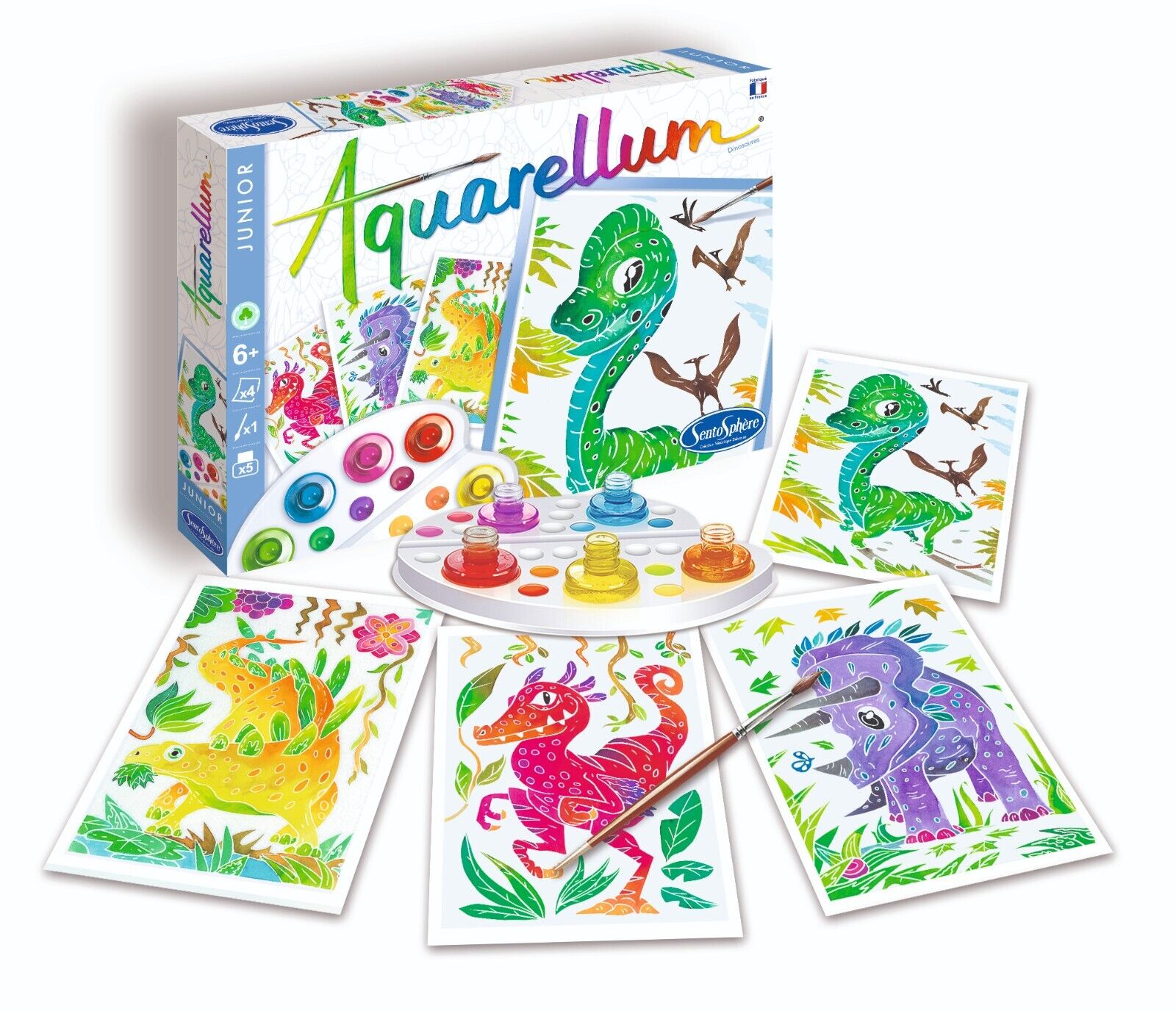 Pittura Aquarellum Junior Dinosauri (6+) Made In France - Sentosphère 6511