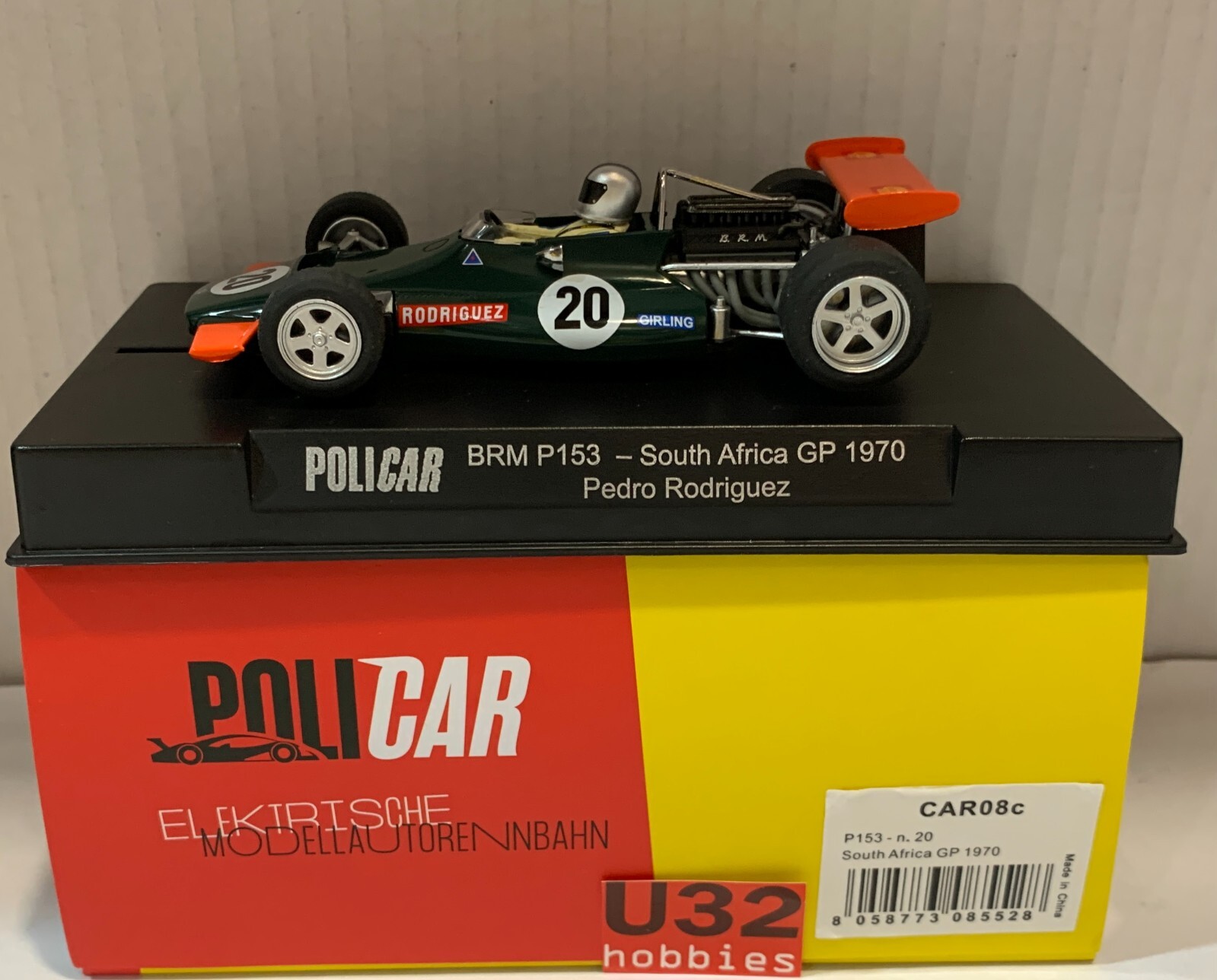 Slot Car Policar Car08C Brm P153 #20 F1 Sudafrica Gp 1970 Pedro Rodriguez