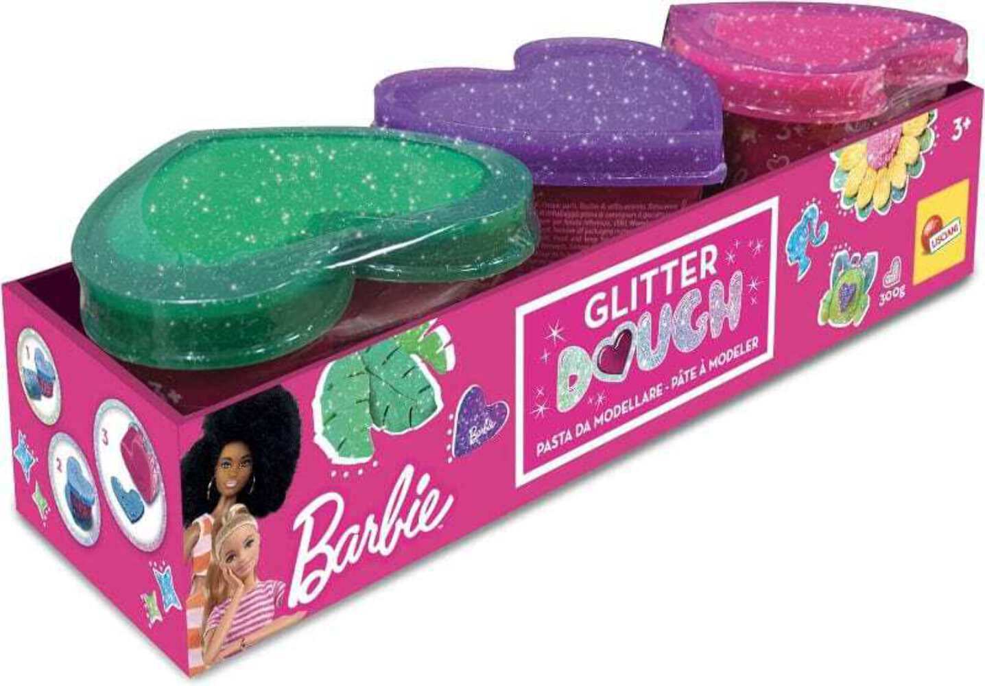 Barbie Plastilina Glitter Dough set 3 Vasetti - Lisciani
