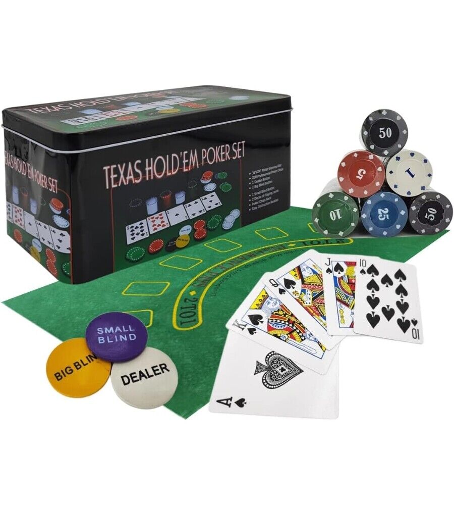 200 Fiches da Poker Numerate Soldi Euro Box da Gioco Texas Holdem Black Jack