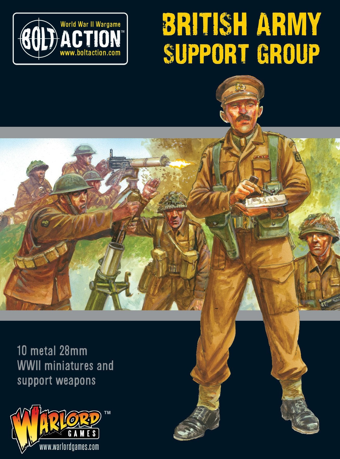 British Army support group - 28mm Scale Metal Miniatures for Bolt Action by Warl