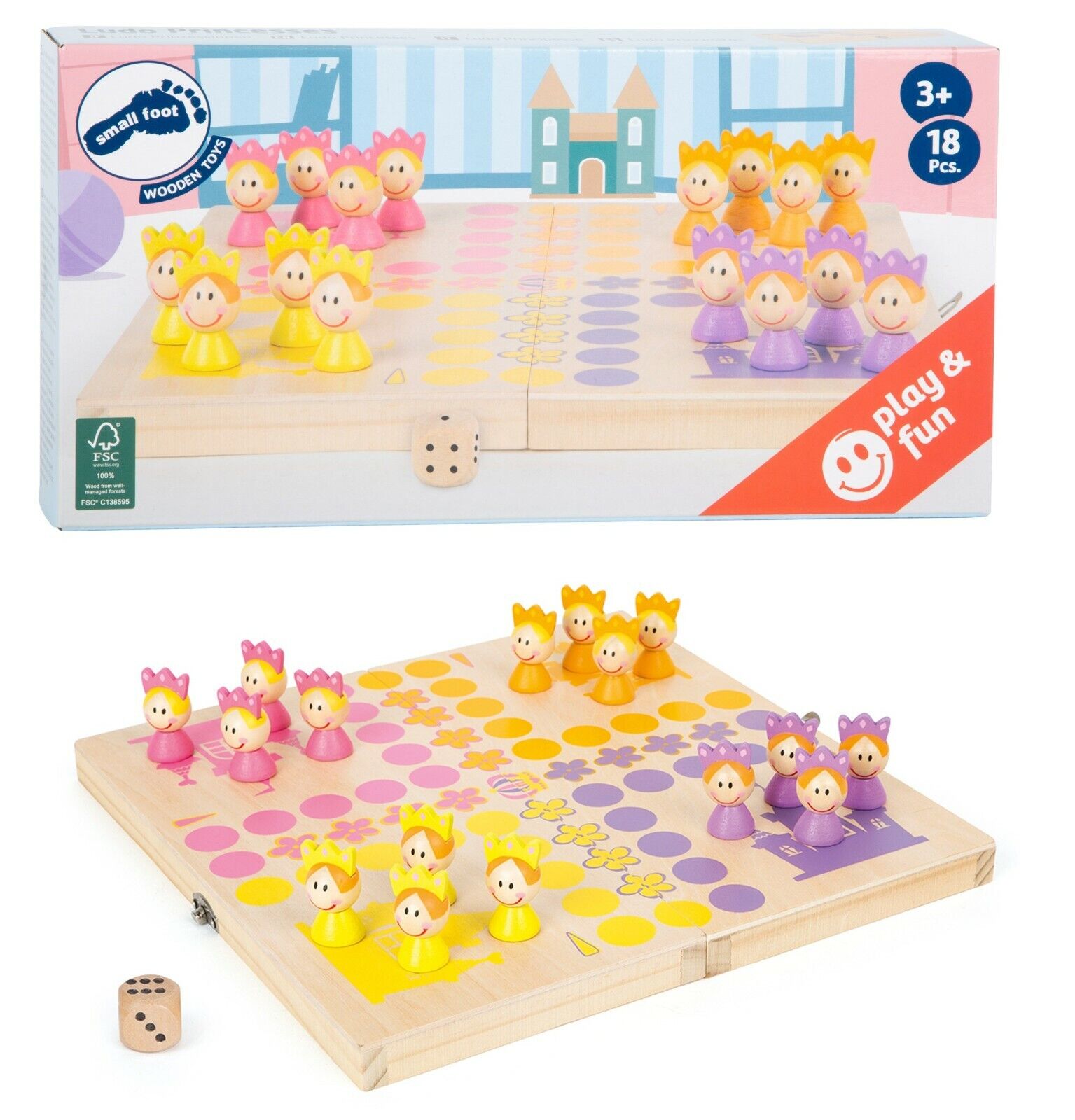 LUDO non t'arrabbiare principesse castello fiabe favole legno colori pastello