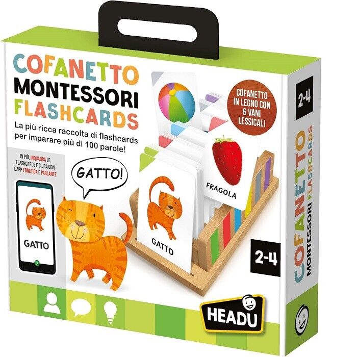Headu Cofanetto Montessori Flashcards 120 flashcards parlanti