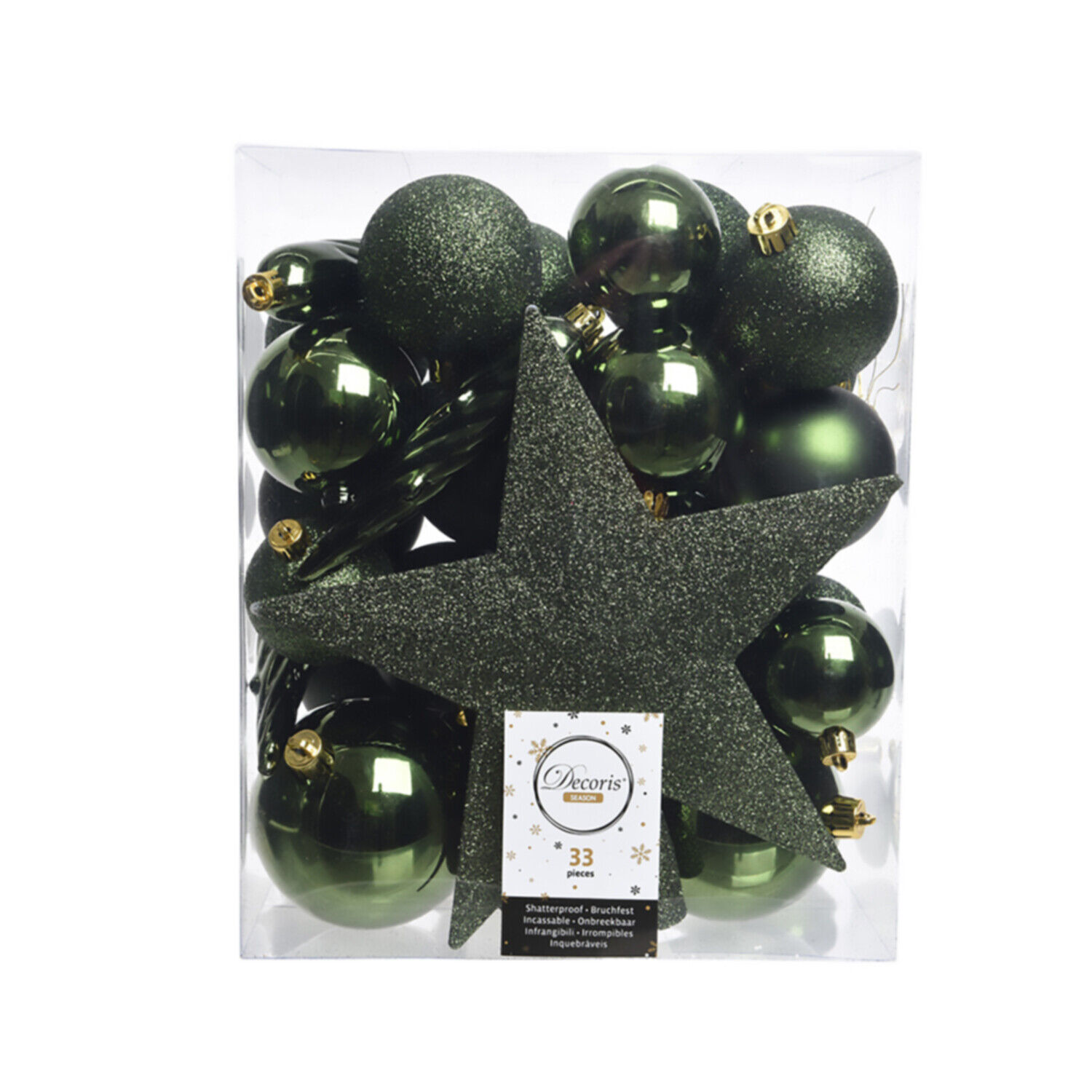 Box 33 Sfere Diametro 8 cm. Pine Green KAEMINGK . - X20683 GIODICART