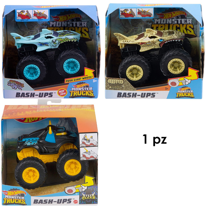 HOTWHEELS MONSTERS MONSTER TRUCKS BASH UPS SCONTRO GCF94 LEOPARD SHARK STEER CLE