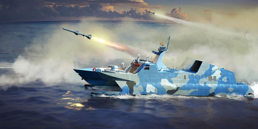 TROMPETER 00108 MODELLO PLA NAVY TIPO 22 MISSILE BARCA 1/144