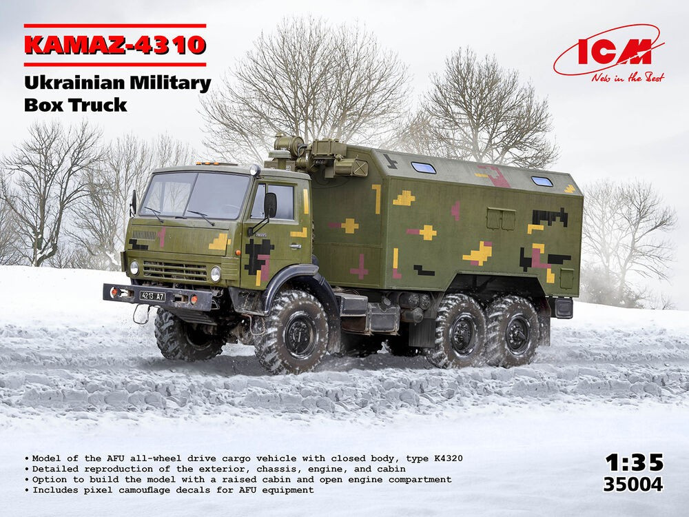 MODELLO ICM 35004 KAMAZ-4310, CAMION SCATOLA MILITARE UCRAINA 1/35