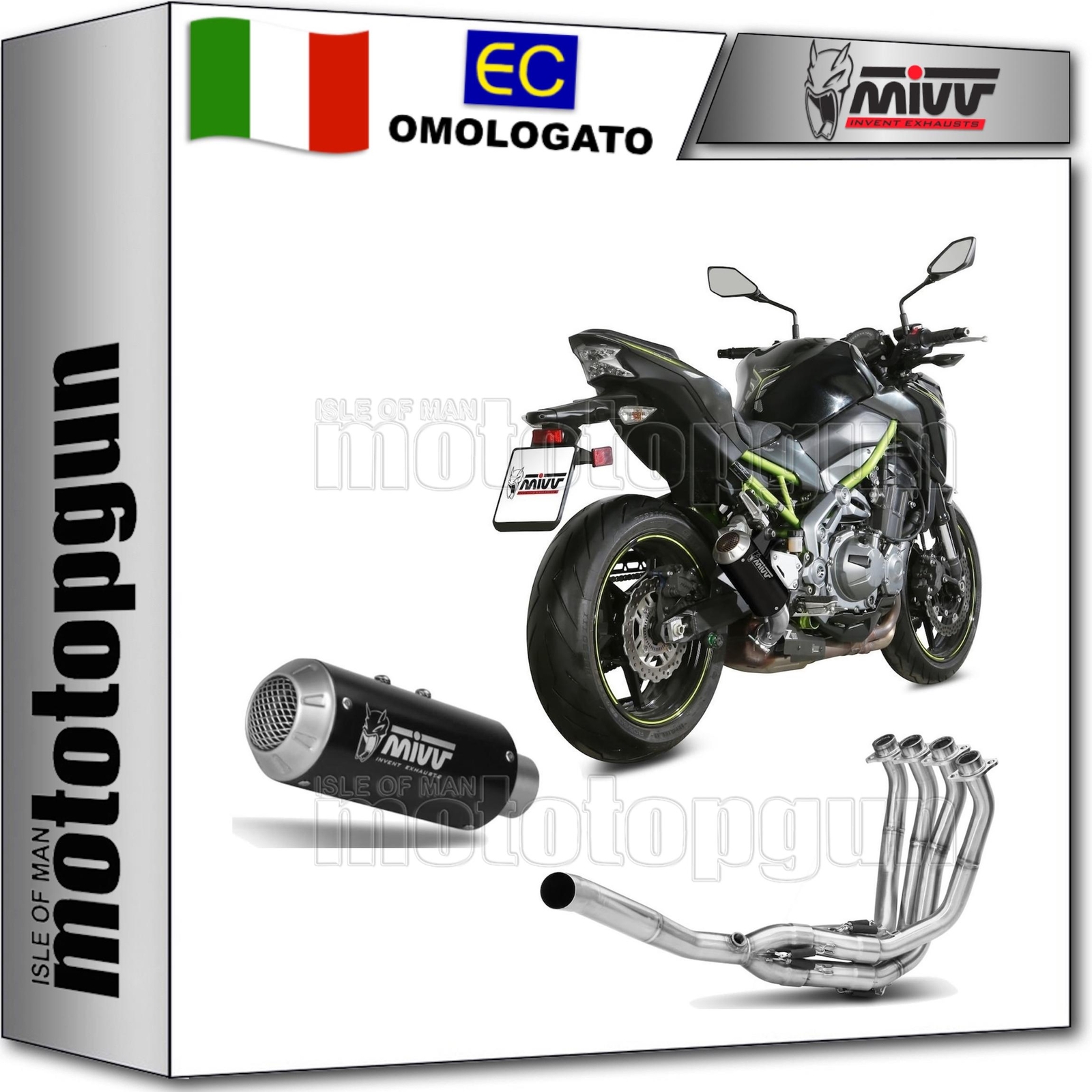 terminale completo hom open mk3 inox nero mivv per kawasaki z900 z-900 2019 19